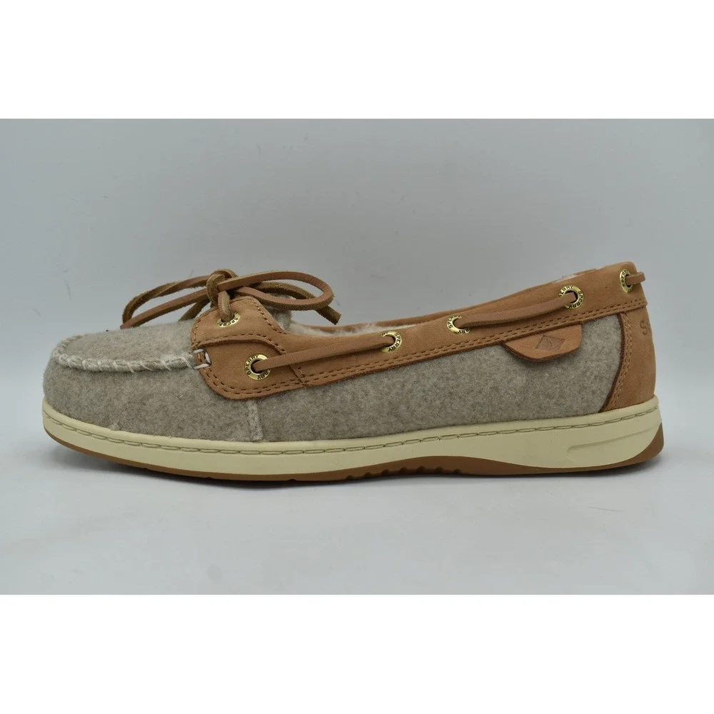 Sperry Women 7 Angelfish Grey Slip On Faux Fur Lined Boat Shoes Coquette Preppy